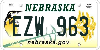 NE license plate EZW963