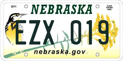 NE license plate EZX019