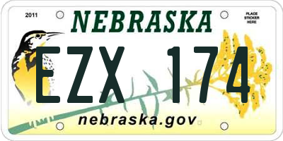 NE license plate EZX174
