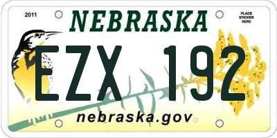 NE license plate EZX192