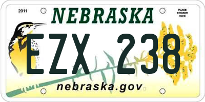 NE license plate EZX238