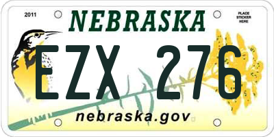NE license plate EZX276