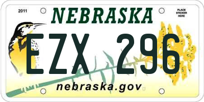 NE license plate EZX296
