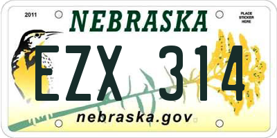NE license plate EZX314
