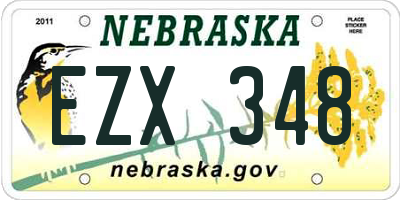 NE license plate EZX348