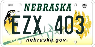NE license plate EZX403
