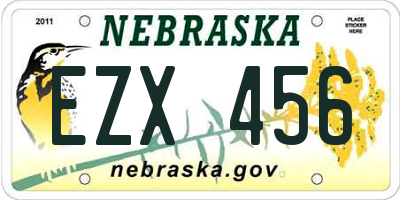 NE license plate EZX456