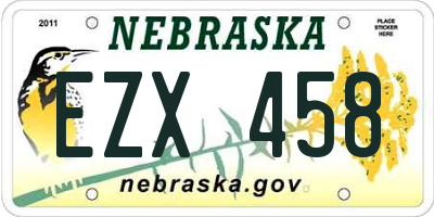 NE license plate EZX458