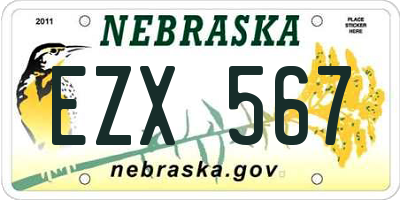 NE license plate EZX567