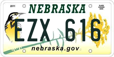 NE license plate EZX616