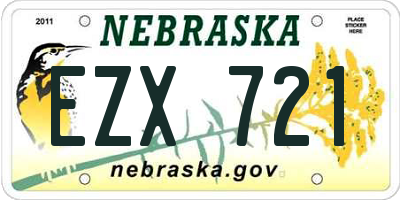 NE license plate EZX721