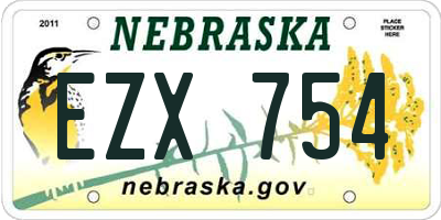 NE license plate EZX754