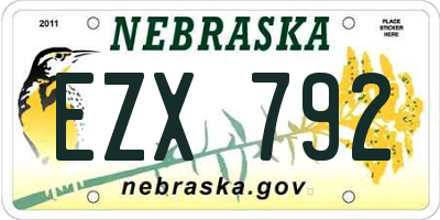 NE license plate EZX792