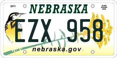NE license plate EZX958