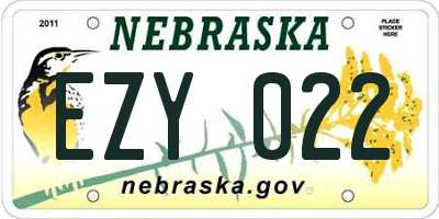 NE license plate EZY022