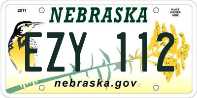 NE license plate EZY112