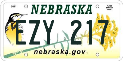 NE license plate EZY217