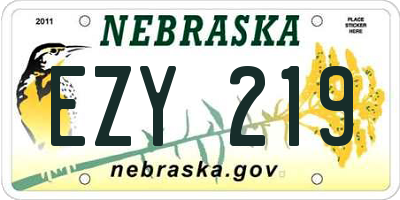 NE license plate EZY219