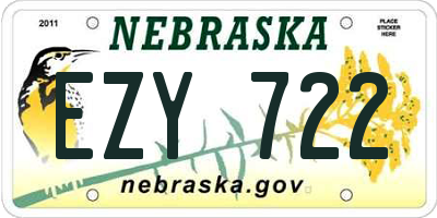 NE license plate EZY722