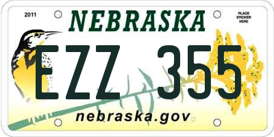 NE license plate EZZ355