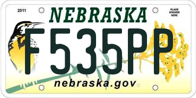 NE license plate F535PP