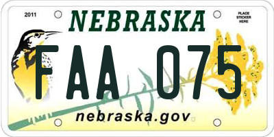 NE license plate FAA075