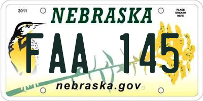 NE license plate FAA145