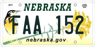 NE license plate FAA152