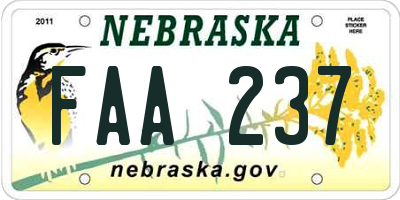 NE license plate FAA237
