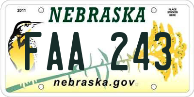NE license plate FAA243