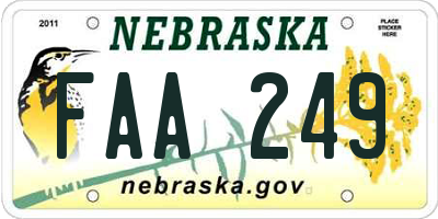 NE license plate FAA249