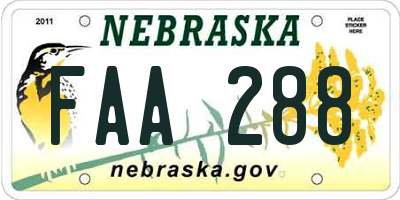NE license plate FAA288