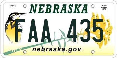 NE license plate FAA435