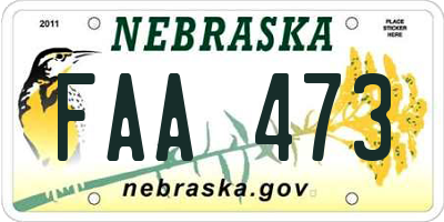 NE license plate FAA473
