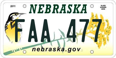 NE license plate FAA477