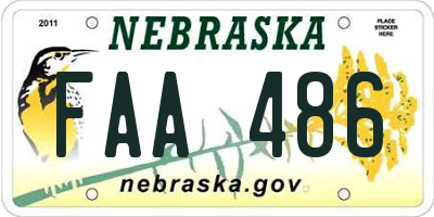 NE license plate FAA486