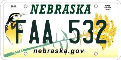 NE license plate FAA532