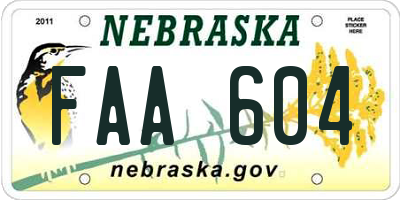 NE license plate FAA604