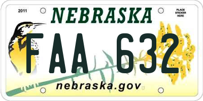 NE license plate FAA632