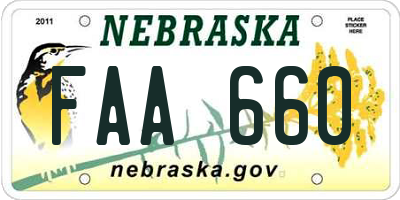 NE license plate FAA660