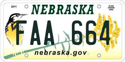 NE license plate FAA664