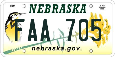 NE license plate FAA705