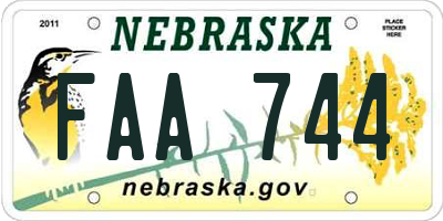 NE license plate FAA744