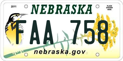 NE license plate FAA758