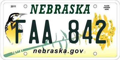 NE license plate FAA842