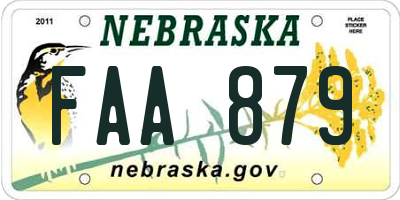 NE license plate FAA879