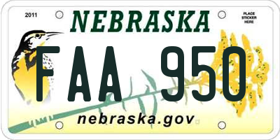 NE license plate FAA950