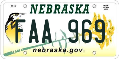 NE license plate FAA969