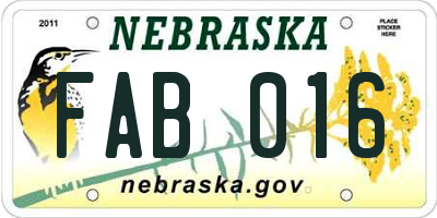 NE license plate FAB016