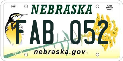 NE license plate FAB052